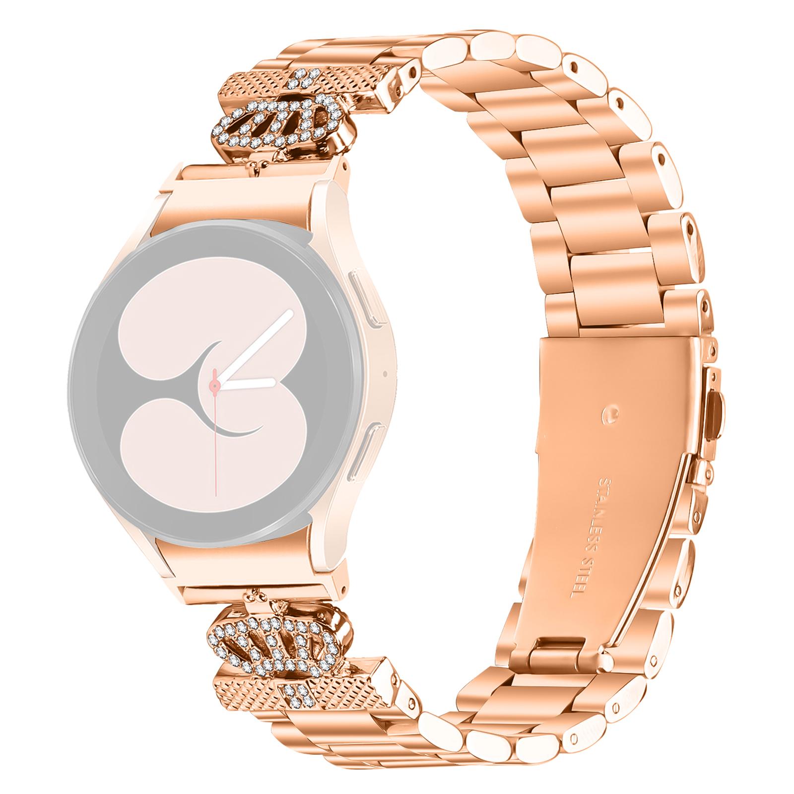 

Metal Strap with Quick Release Connector for Samsung Galaxy Watch 5 Pro/5/5 Active/4/4 Classic/4 Active Crown Shape Watch Band Rose Gold