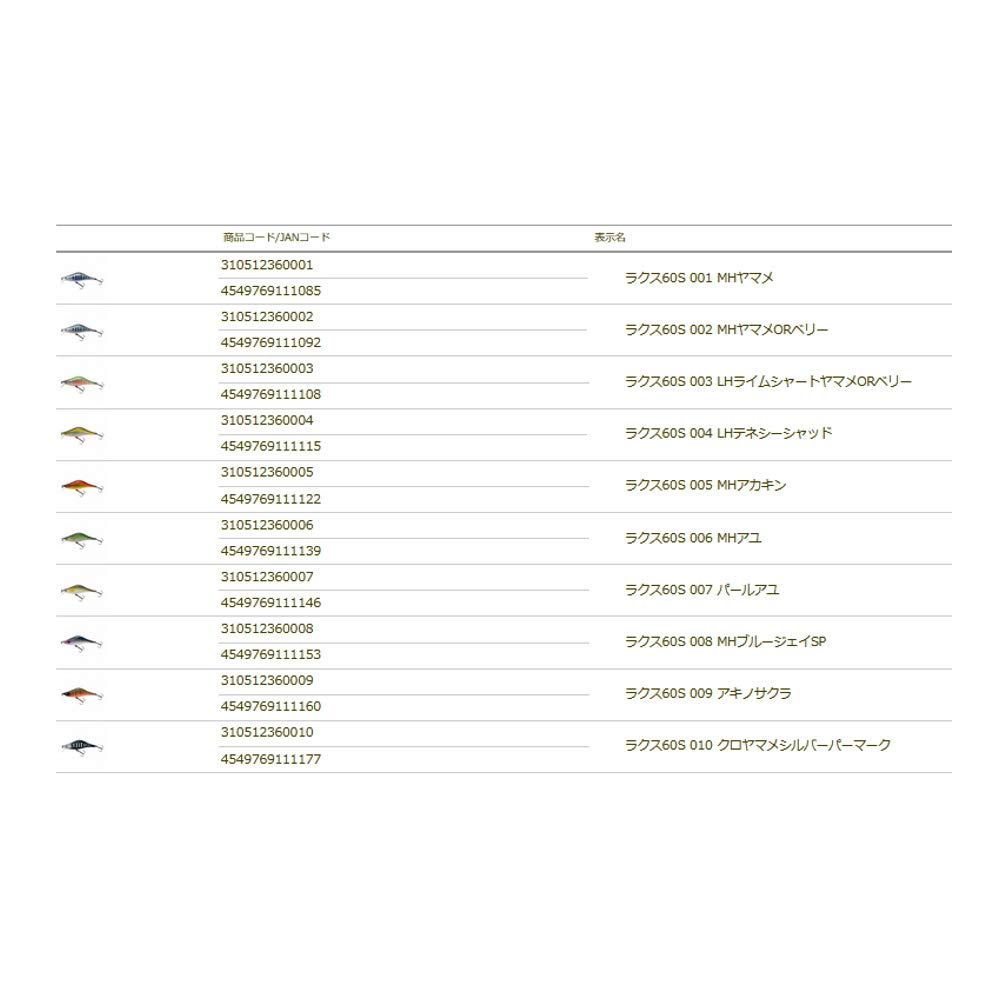 TIEMCO Lux 60S LH Tennessee Shad 60mm #004