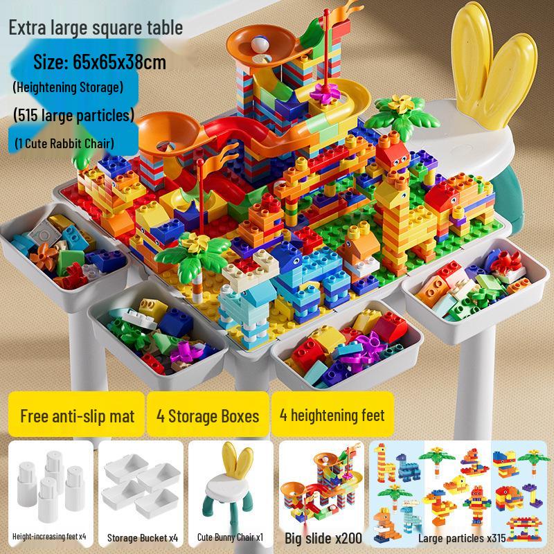 Large Multifunctional Building Block Table for Children's Early Education, Compatible with Lego