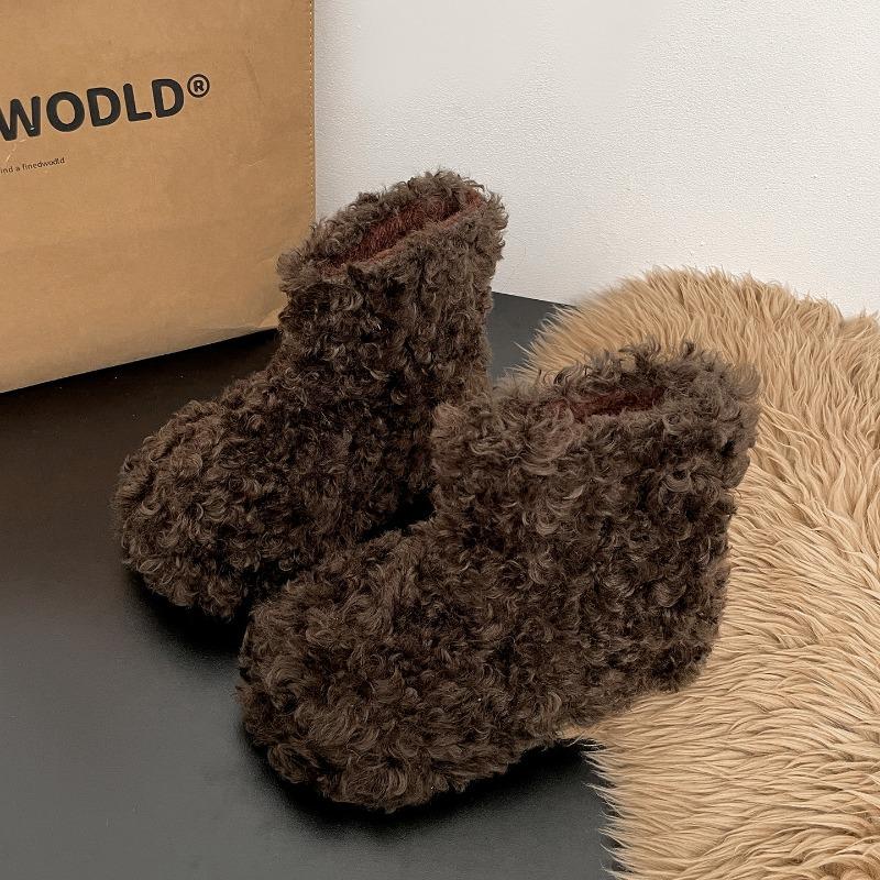 New Winter Women Fur Lining Flats Snow Boots Concise Internal Elevation Shoes Ladies Outdoor Comfort Warm Cotton Mordern Booties