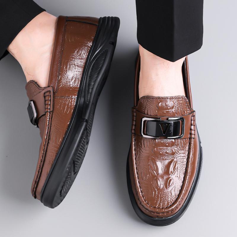 Fashion Brand's New Top Layer Cowhide Men's Comfortable Formal Leather Shoes Classic Black Mens Crocodile Leather Business Leather Shoes