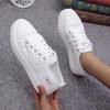 Damenschuhe 2025 Mode Sommer Casual Weiße Schuhe Ausschnitte Spitze Canvas Hollow Atmungsaktiv Plateau Flache Sneaker Zapatillas Mujer