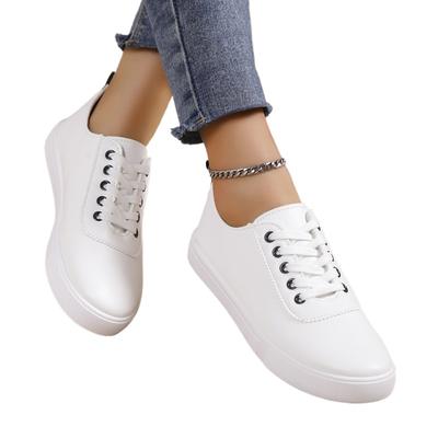 Mode Nouveaux Mocassins d'Automne pour Femmes Bout Rond Chaussures à Lacets pour Femmes Antidérapantes Extérieur Décontracté Mocassins Plateforme Robe Toile Blanc Cassé Chaussures