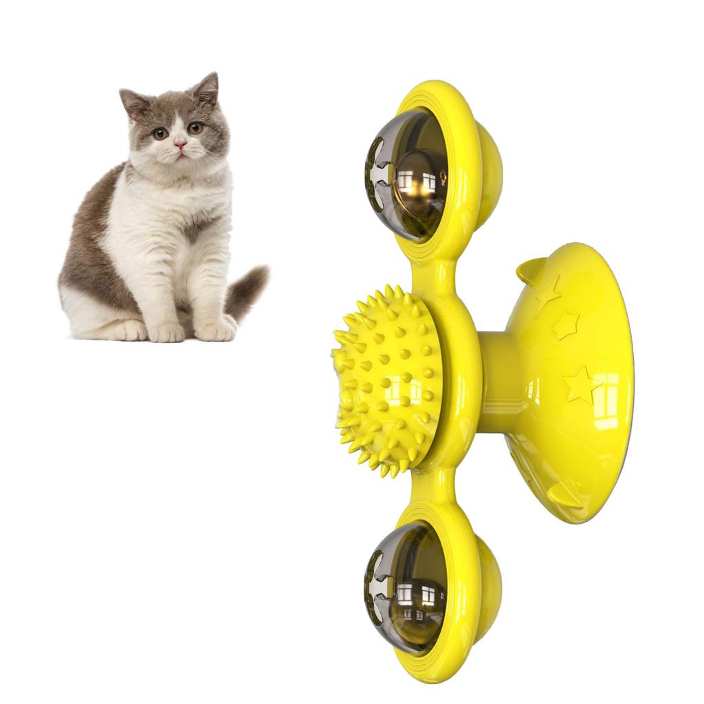 Windmill Cat Toy Rotating Interactive Multifunctional Kitten Comb Toy for Wall Door