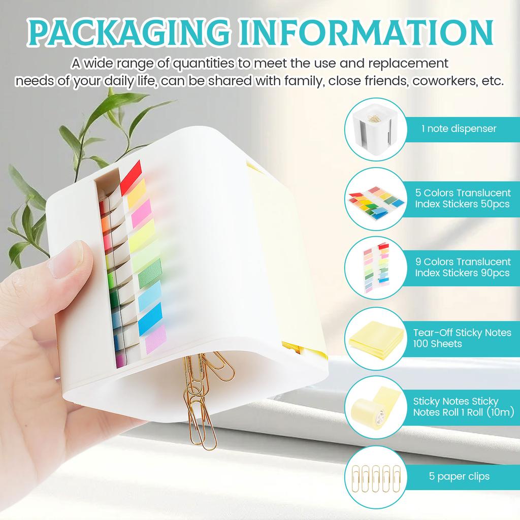 Multifunctional Sticky Note Dispenser Plastic Sticky Note Holder White Sticky Note Container Office Supplies for Office Desk
