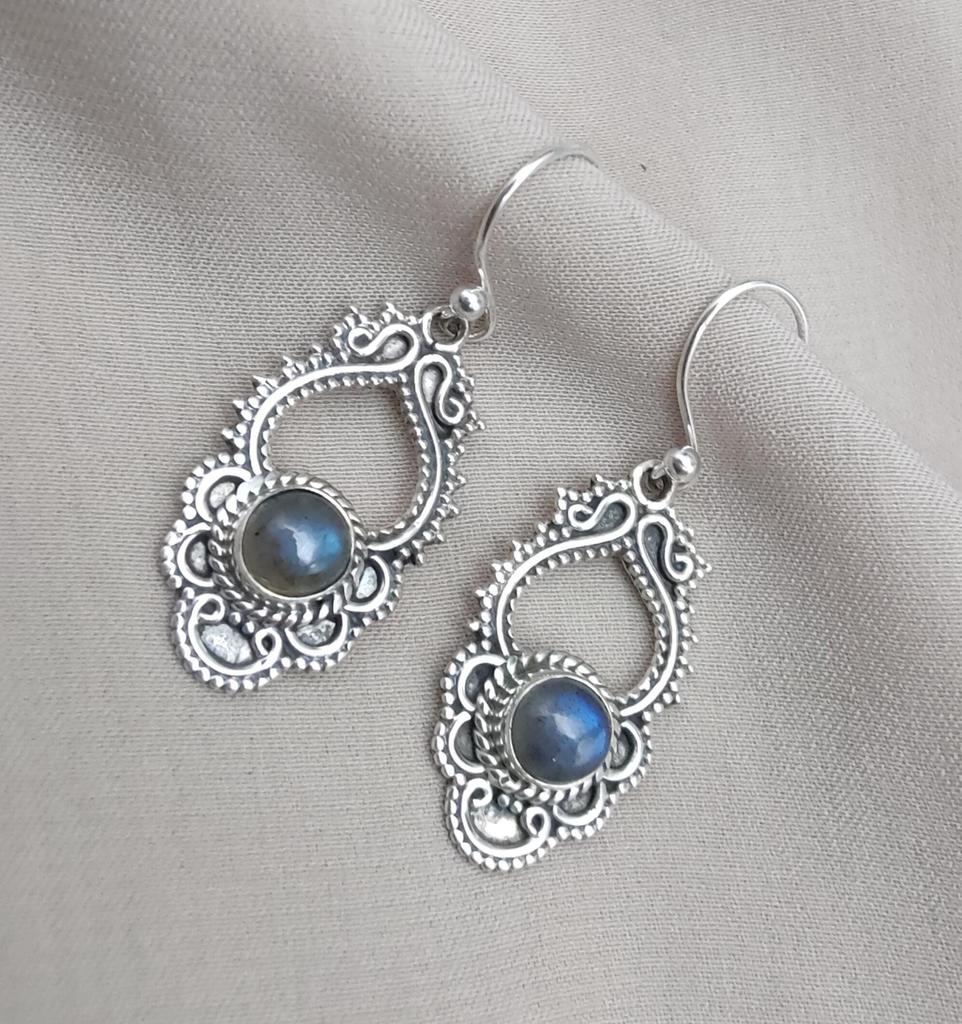Labradorite Dangle Earrings: 925 Sterling Silver Boho Jewelry