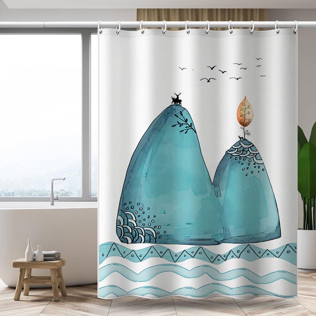 

1Pc Mountain Pattern Door Curtain Digital Printing Polyester Fabric Waterproof Bathroom Suitable For Bathroom Decoration W60H190(CM)-1 Pcs
