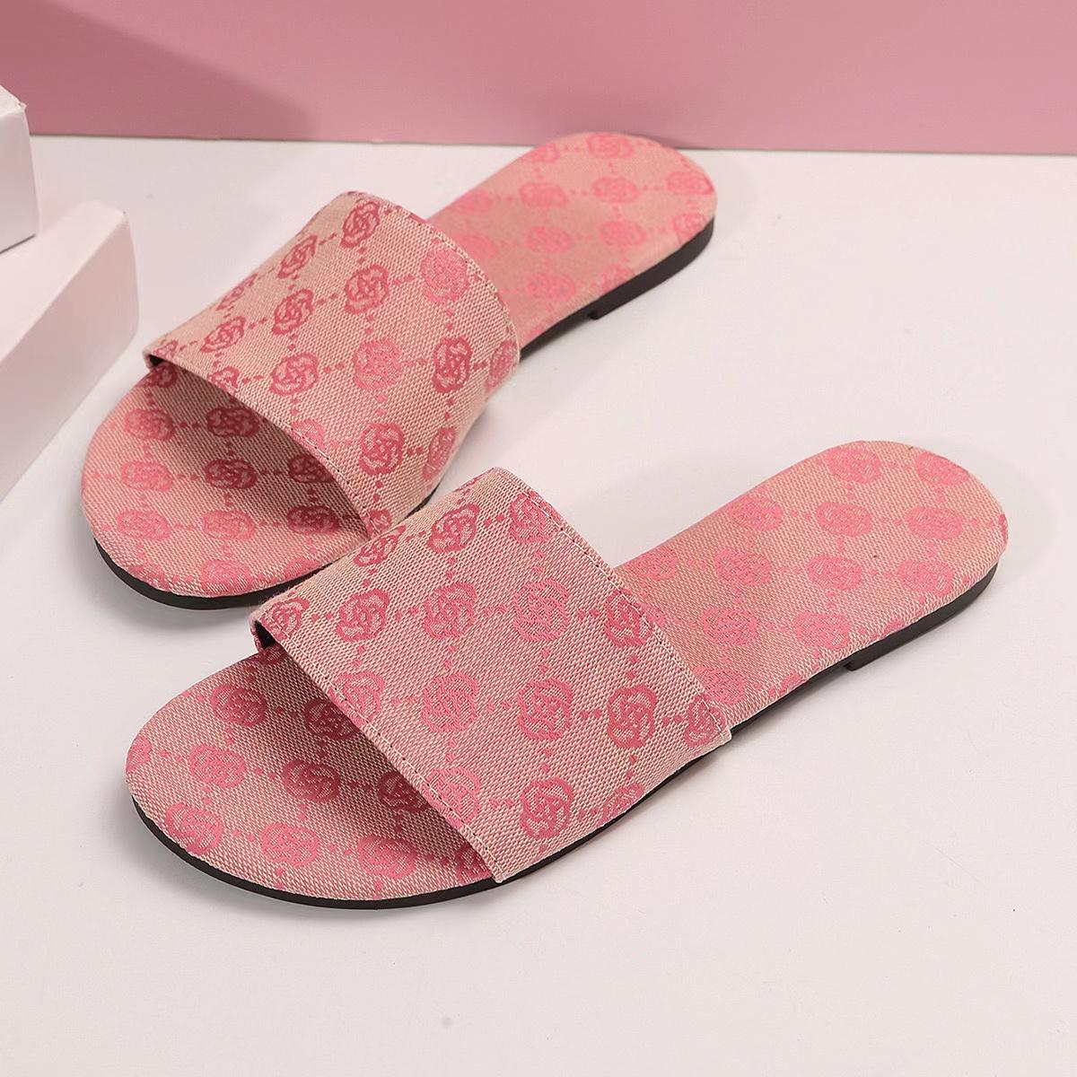 Zomer Designer Damessandalen, Damespantoffels, Binnen Badkamer, Buiten Wandeling, Sandalen met Platte Hak en Lage Hak 40 pink