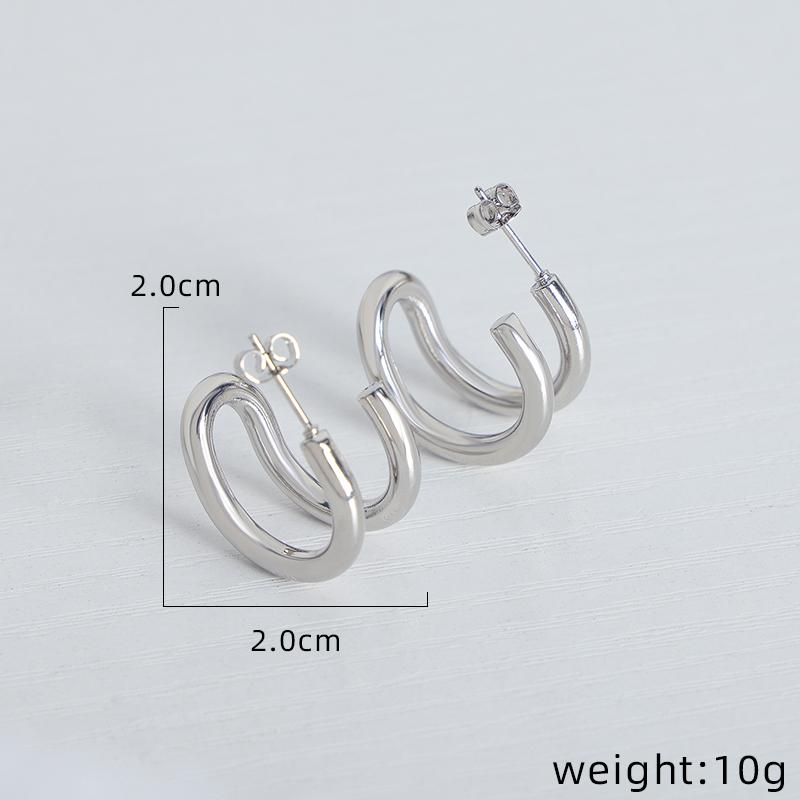 New Stainless Steel Simple Hoop Earrings for Women Copper Color Distort Earrings Personality Femme Popular Accessories