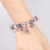 Silver Color Eiffel Tower Pendants Bracelet & Bangle Diy Pink Crystal Heart Flower Bead Women Bracelet Charm Jewelry