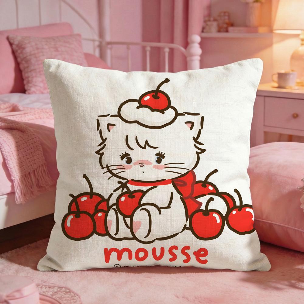 MMikkoS Cute Cat Cartoon Cushion Cover Premium Comfort Reversible Pillow Cove Two In One Design For Any Room  Car Interior