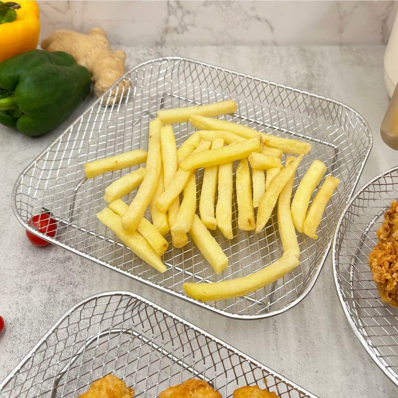 304 Stainless Steel Baking Rack for Air Fryer & Oven - Dehydrating, Oil Draining, and Frying.