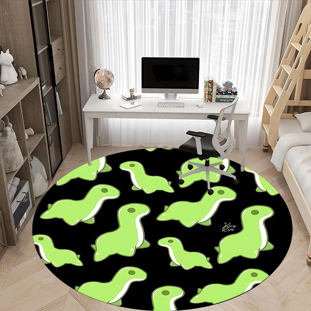 1pc Dino Green Office Round Area Rug, Under Office Chairs Bedroom Living Room Home Decor, Room Deco, Available in Various Sizes