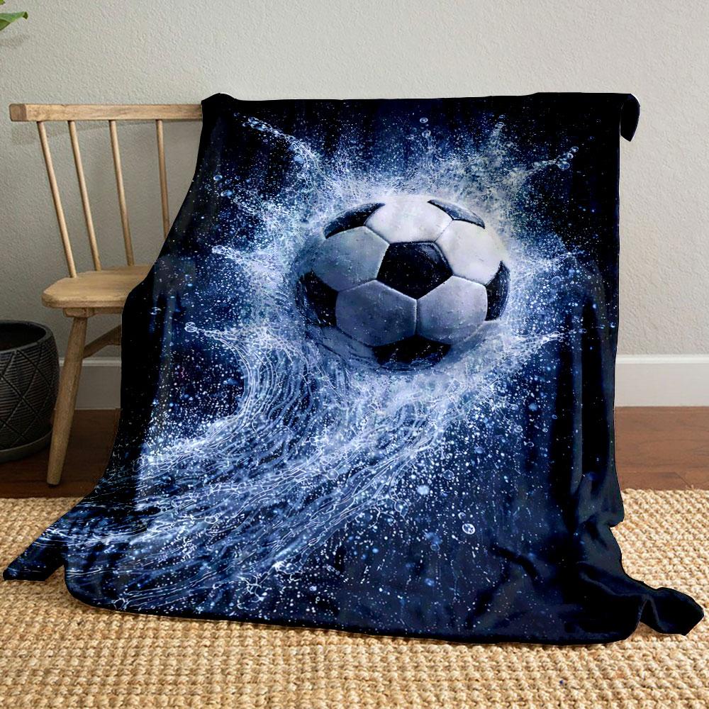 Soccer Ball with Dynamic Water Splash On a Dark Background. for All Seasons Blanket Lunch Break Throw Gift