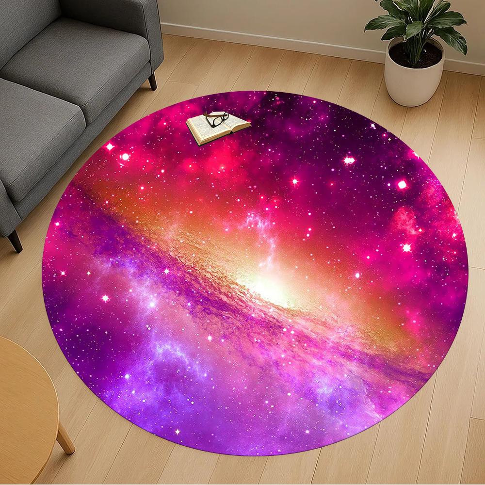 1pc galaxy space Round Chair mat Area Rug - Non-Slip, Floor Mat for Office, Bedroom, and Indoor Decor c1118207