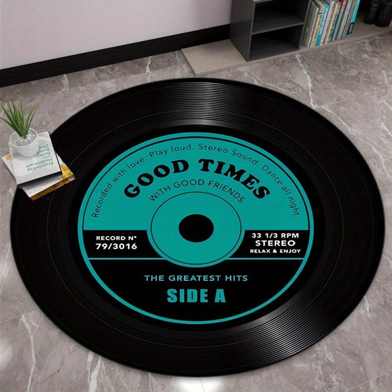 

2D Flat Record Print Doormat, Non-Slip, for Living Room/Bedroom, 2 Anti-Slip Mats, Soft Polyester, Home Decor 60cm