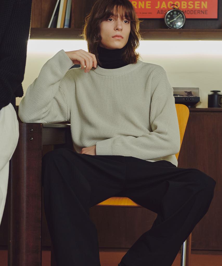 KNITTED Soft Cotton Drop Shoulder Waffle Knit Swiss