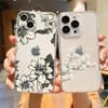 For iPhone 15 16 14 13 12 11 Pro Max XS X XR SE 7 8 Plus Soft Silicone Clear Cover Flower Luxury Phone Case