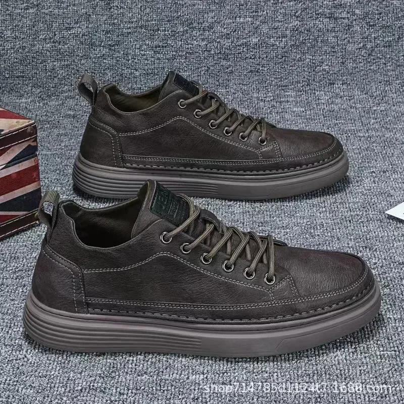 Fashion New PU Leather Men Loafers Fashion Men's Casual Shoes Comfortable Non-slip Sneakers 2024 Ankle Vulcanized Shoes Zapatos Hombre