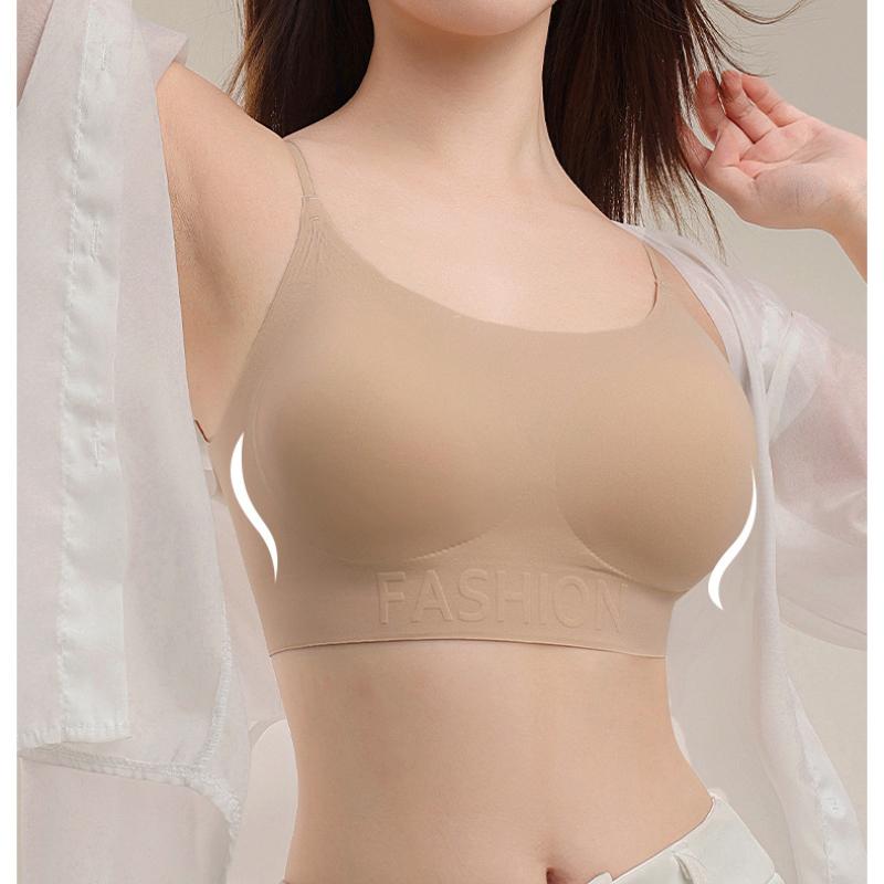 Nahtlose BH Unterwäsche Damen Atmungsaktive Unsichtbare BHs Gerafft Ohne Bügel Dünner Schulterträger Schöner Rücken-BH