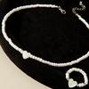 Accessories, Bohemian White Small Rice Bead Beaded Necklace, Love Fritillary Pendant Necklace Women