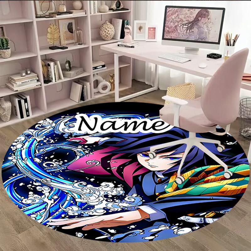 Customizable Demon Slayer6 Round Non-Slip Carpet - Ideal for Garden, Picnic, Office, Perfect for Decoration, Suitable For All Seasons