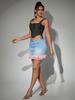 Rose Beauty A  Square Neck Overbust Hook And Eye Front Jacquard Print Lace Up Back Backless Corset Shapewear Crop Cami Top