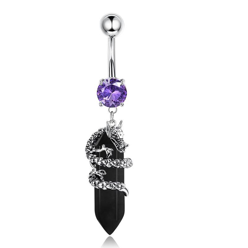 Belly Button Rings Stainless Steel Mixed Style Purple Zircon Dangle Hypoallergenic Navel Rings for Gift Giving