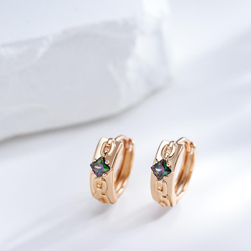 Fashion Colorful Natural Zircon Hoop Earrings For Women  Rose Gold Color Fashion Party Daily Jewelry Accessories