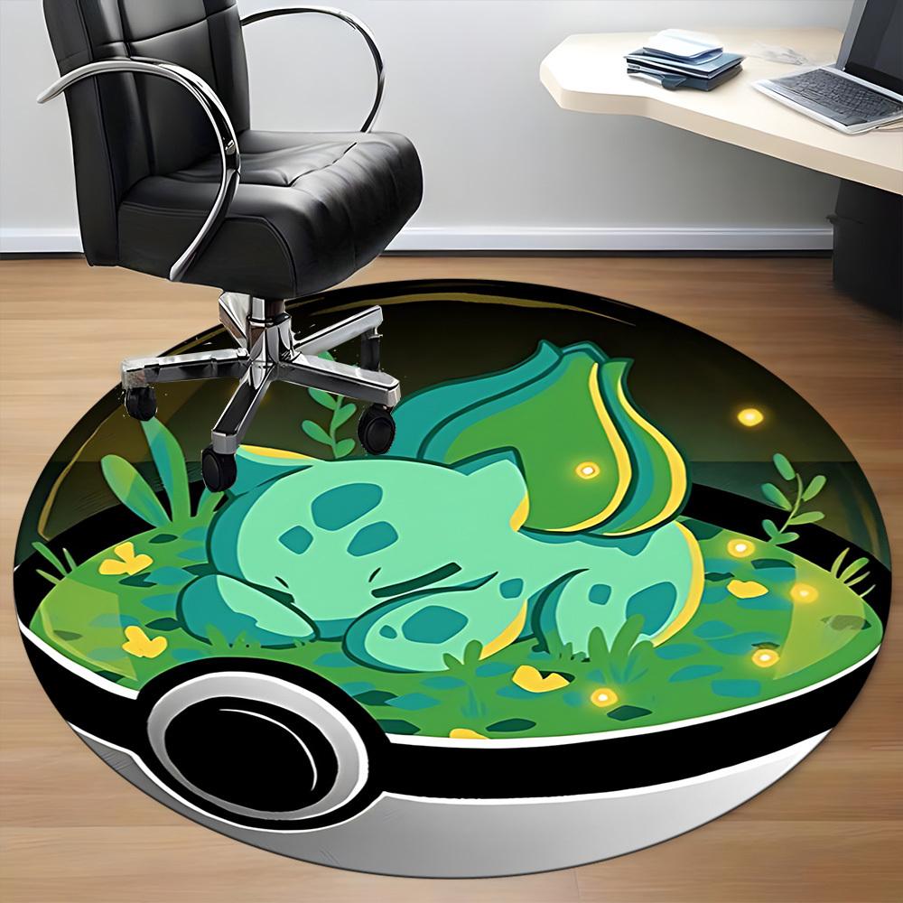 Pokemon Ball, Bulbasaur Office Round Area Rug,  Under Office Chairs Bedroom Living Room Home Decor A0908125