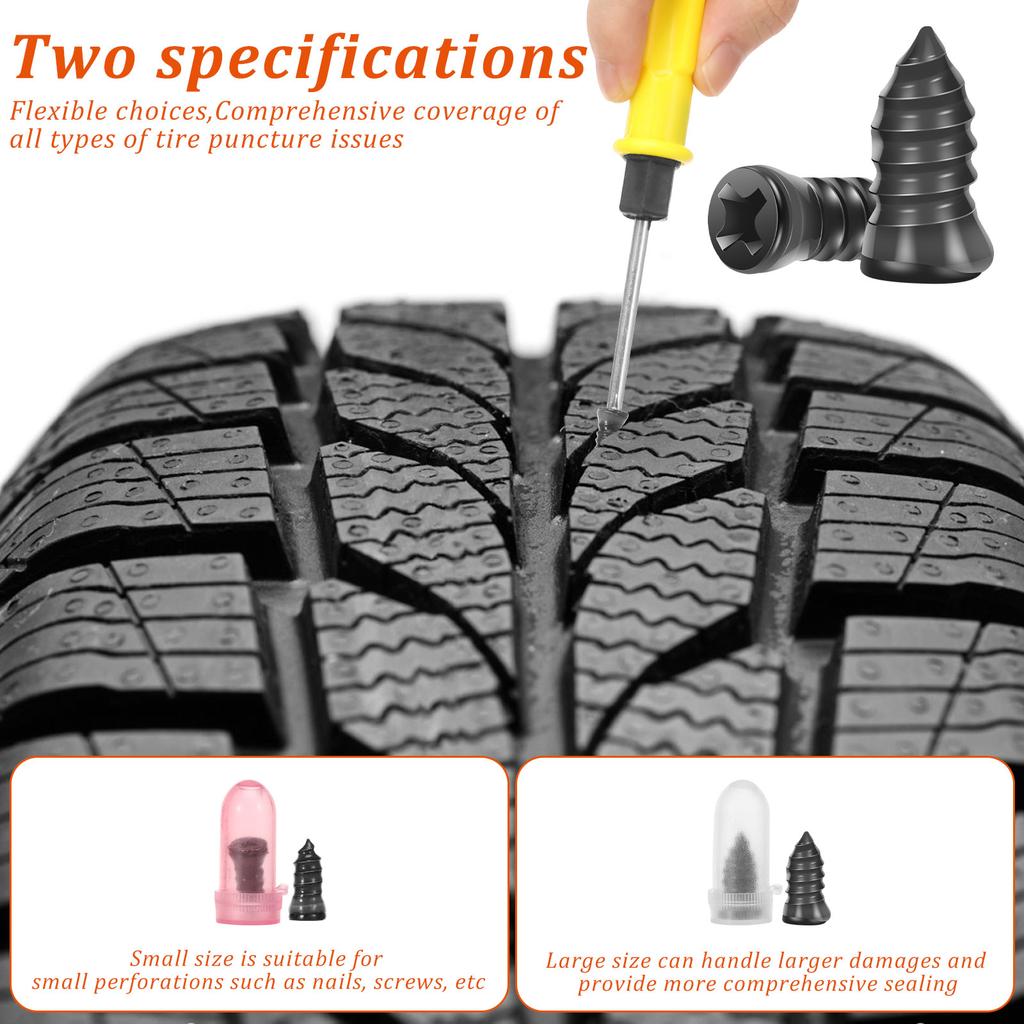 120 Pcs Tire Repair Rubber Nail Kit Motorcycle Vacuum Tyre Repair Nail Kit with 2 Screwdriver Tire Puncture Repair Accessories