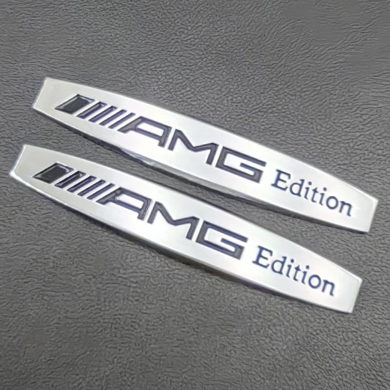 FUP1  2pcs 3d Metal Logo AMG Edition Emblem Sticker Car Fender Badge for Mercedes A B C E S ML GL W176 W177 W203 W204 W211 Accessories