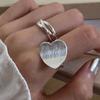Anelli Cuore Geometrico Scintillanti in Argento Sterling 925 per Donna Semplice Moda Coreana Anello Aperto Regolabile Fatto a Mano Regali per Coppia