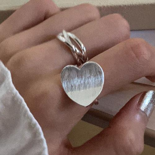 Anelli Cuore Geometrico Scintillanti in Argento Sterling 925 per Donna Semplice Moda Coreana Anello Aperto Regolabile Fatto a Mano Regali per Coppia