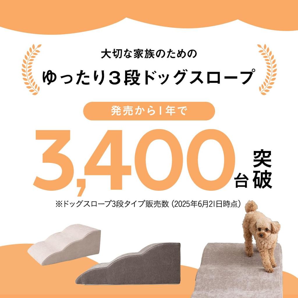 EMOOR Spacious 3-Step Dog Ramp for Your Family, Mocha Gray