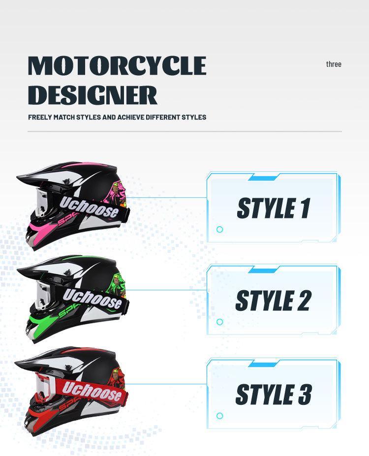 Four-Season Full-Face Off-Road Motorcycle Helmet with Goggles for Mountain Racing and Downhill