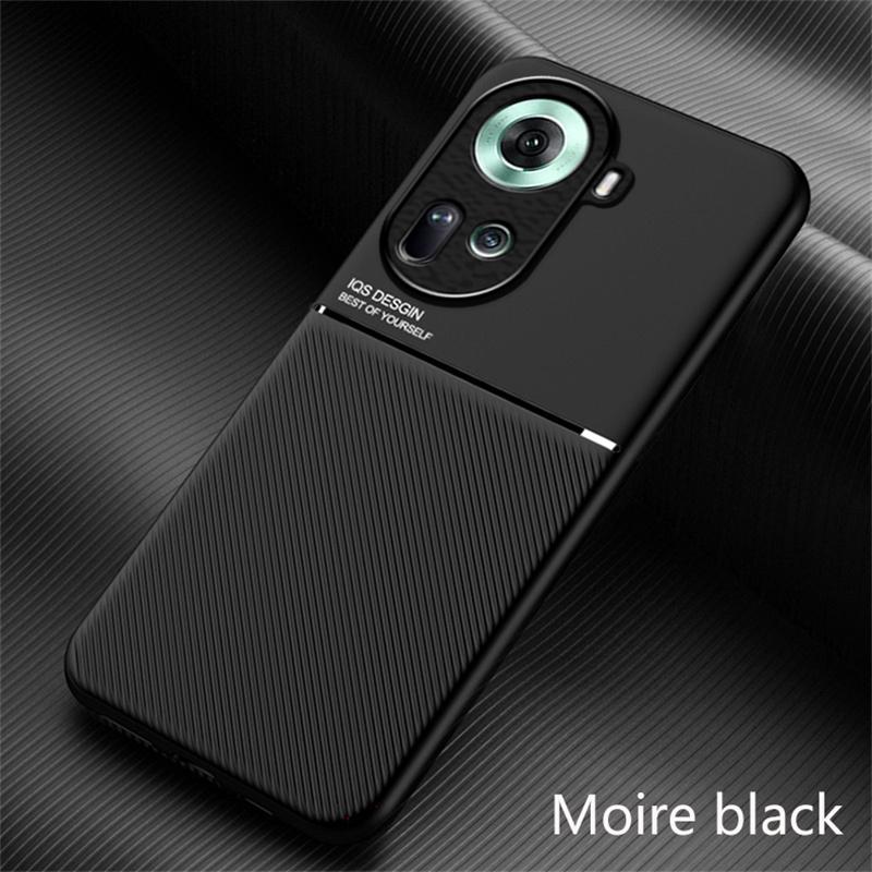 Luxury Leather Case For OPPO Reno 12 11F 11 10 Pro Plus 5G 4G Built In Metal Plate Covers Support Car Holder Magnetic Case