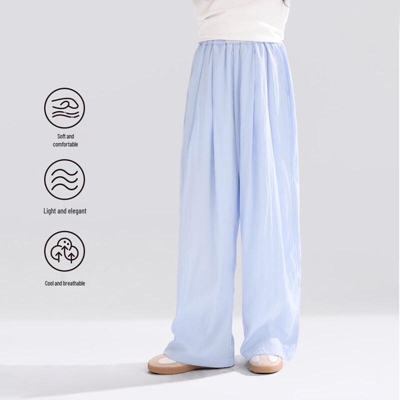 Girls' Breathable Lightweight Draped Wide-Leg Long Pants