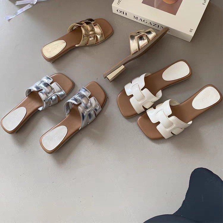 Casual beach women's shoes summer new temperament wear sandals thick heel versatile woven half slippers women