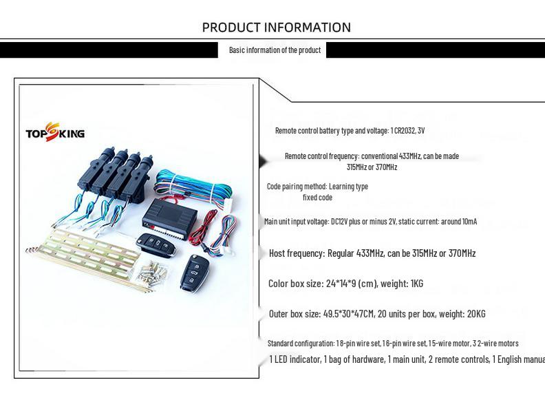 Închidere Centralizată cu Telecomandă Fără Cheie pentru Mașină 12V cu Control pe Trei Motoare și Lamă de Cheie Pliabilă