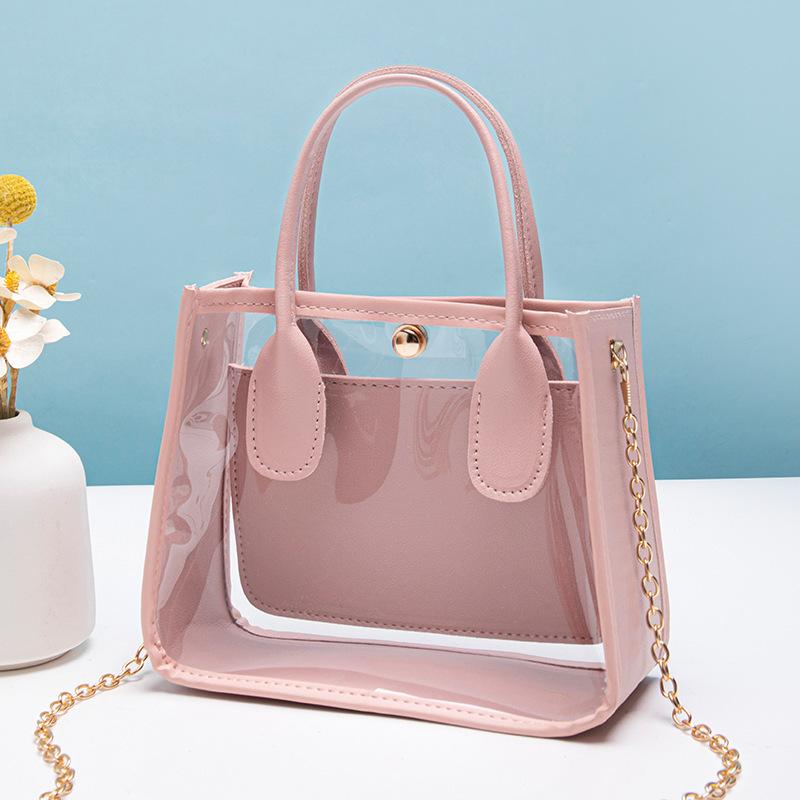 Veske Dame 2025 Ny Gjennomsiktig PVC med Lærkjede Crossbody Håndveske Casual Liten Veske