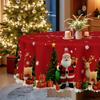 Christmas Red Festive Tablecloth, Santa Reindeer Gift Tree Waterproof Coffee Table Tablecloth, Family Tablecloth