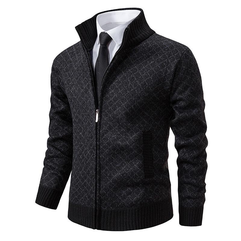Xiyin Exklusiver Herren-Strickcardigan mit Stehkragen - Trendige Herbst/Winter Koreanischer Stil Pulloverjacke