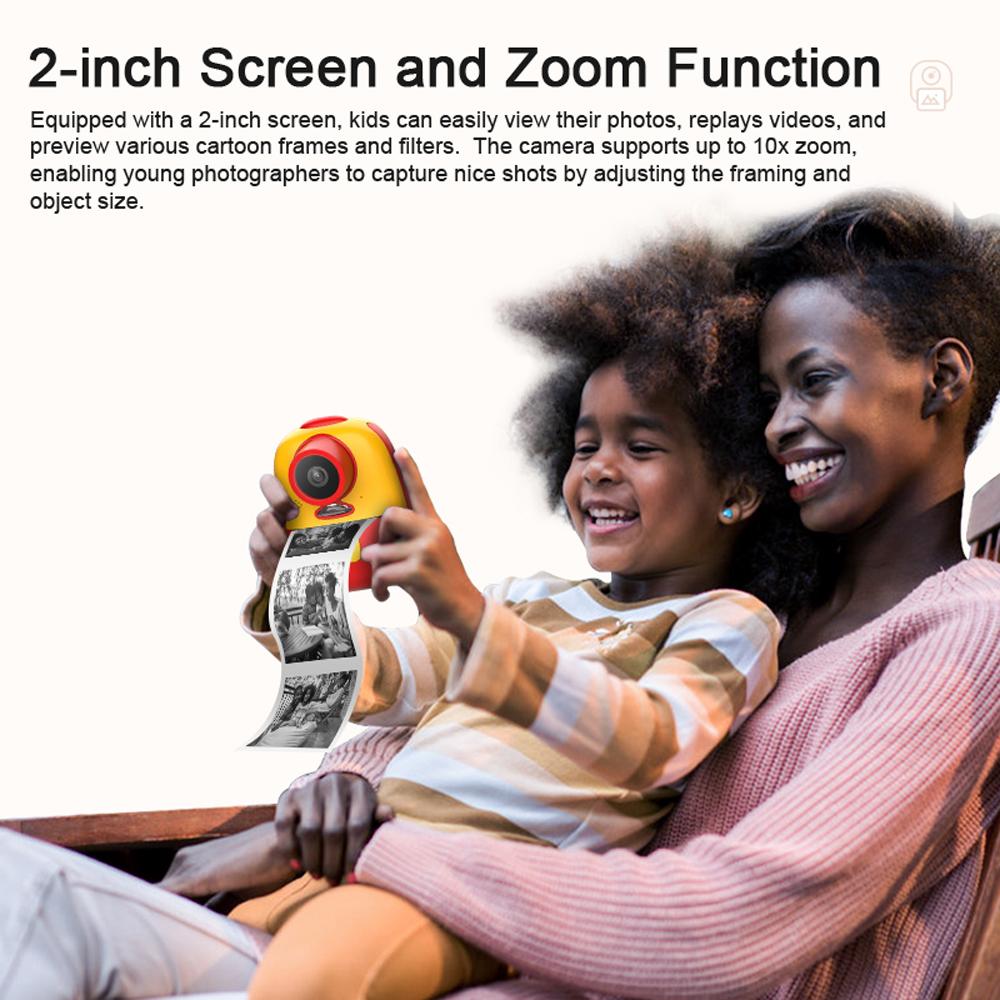 Instant Print Camera for Kids 1080P Resolution Portable Inkless Thermal Printing 26MP Digital Video