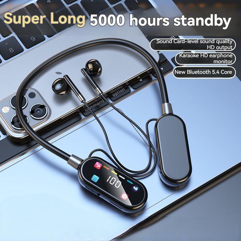 Kolorowy Ekran Słuchawki Bluetooth 5.4 Słuchawki na Szyję Bezprzewodowe Zestawy Słuchawkowe HiFi Stereo Redukcja Szumów Słuchawki douszne na Koncert