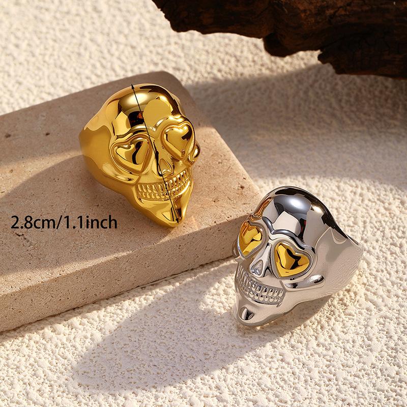 Europe and the United States hot-selling 18k gold electroplating exaggerated skull, stainless steel ring ring