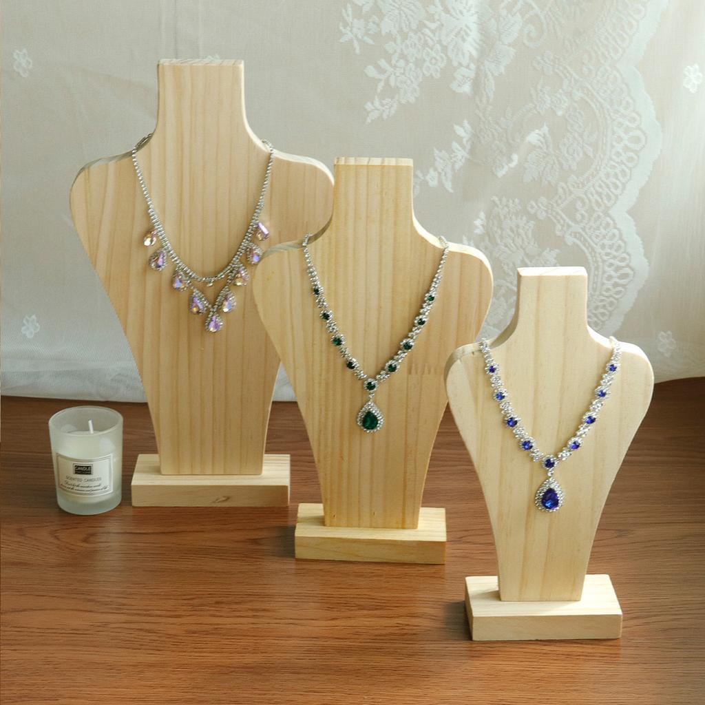 Wood Portrait Necklace Holder Vintage Jewelry Display Stand Counter Necklace Storage Display Rack Women's Jewelry Shelf