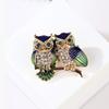 Trendy Double Owl Brooches Rhinestone Brooch Badge Pin Bird Animal Party Casual Suit Decoration Badge For Women Corsage Gifts