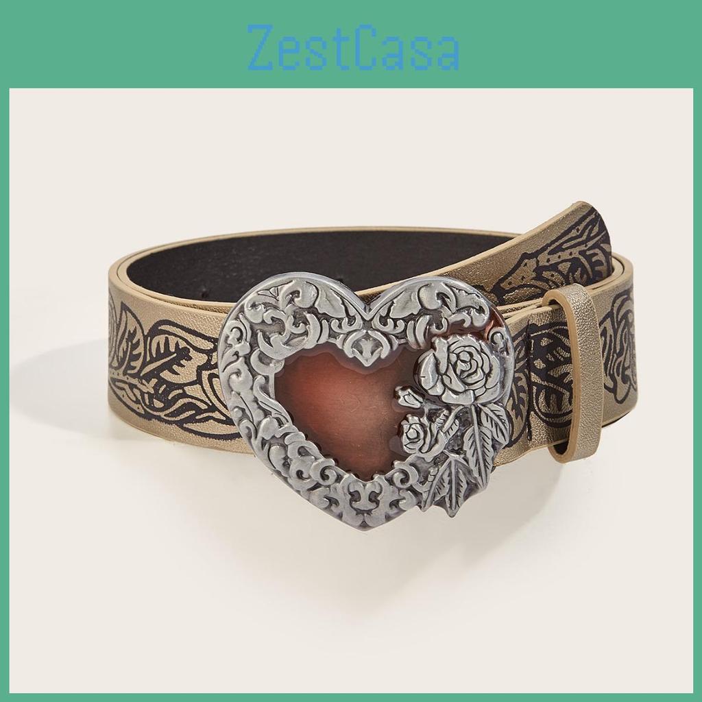Stylish Vintage Heart Shaped Belt With Gothic Dark Punk Embossed Design