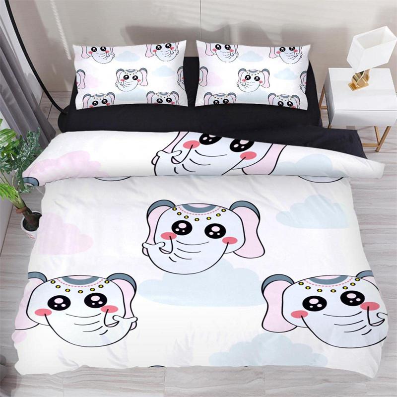 Boys Cartoon Elephant Duvet Cover Lovely Animal Theme Bedding Set Full For Girls Boys Kawaii Room Decor Microfiber Quilt Cover